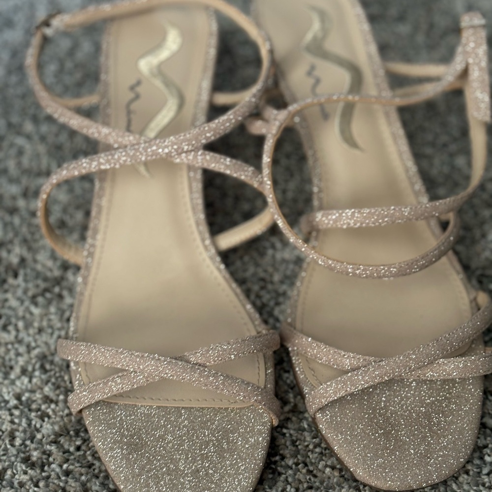Sparkle Strappy Dress Sandals in Nude